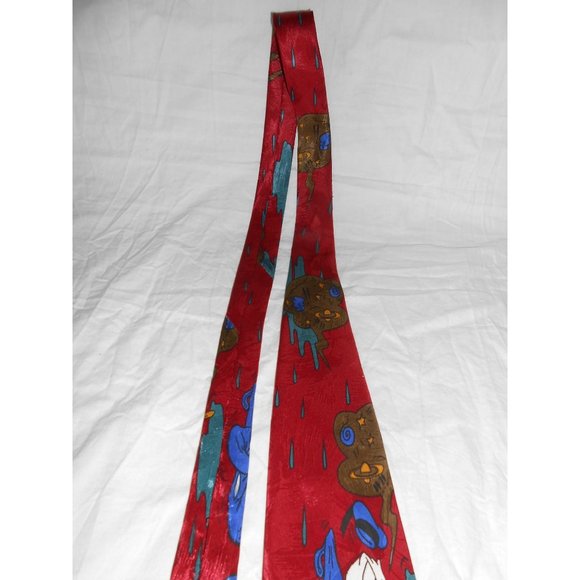 Vintage Disney Mickey Mouse Donald Duck Painting Music Tie Necktie Mens Red Blue - Picture 3 of 7